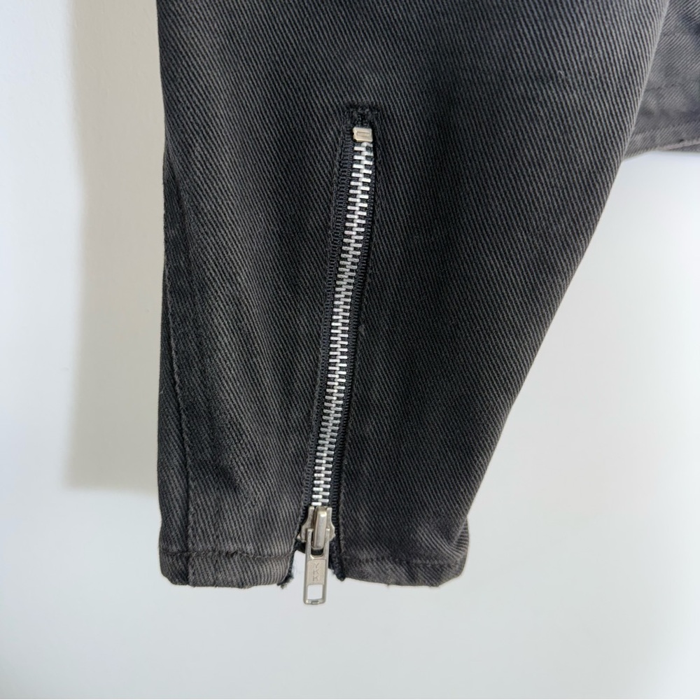 Cooper Sportswear Vintage Cropped Denim Moto Jean Jacket Black Gray Motorcycle S - Picture 8 of 16